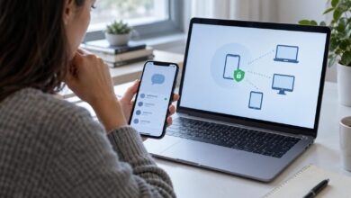 Móvil y portátil con interfaces abstractas de mensajería