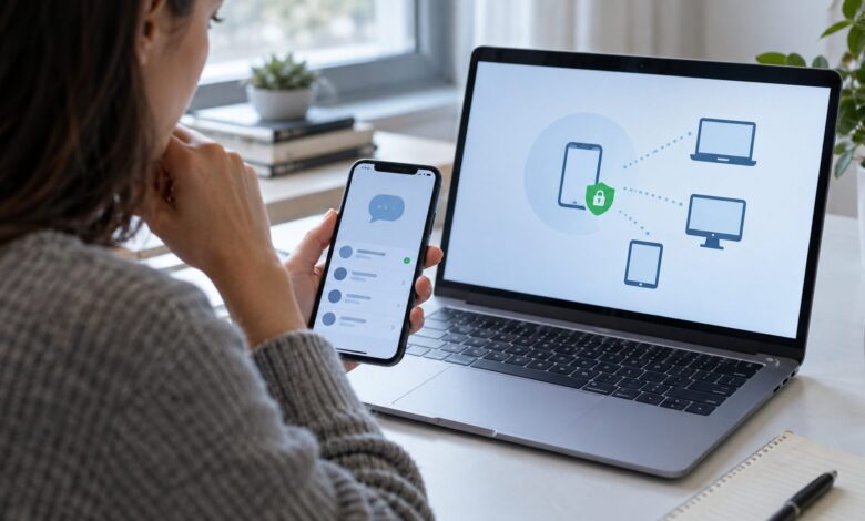 Móvil y portátil con interfaces abstractas de mensajería